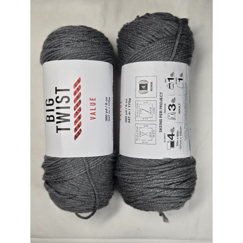 Big Twist acrylic yarn in Titanium Gray, 380yds